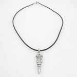 Mens genuine leather braided crystal necklace pendant fancy jewelry triple skull cross leather neckl