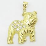 Mens 10k Yellow gold White gemstone bulldog charm EGP56 3