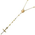 14K 3 TONE Gold HOLLOW ROSARY Chain - 30 Inches Long 3.02MM Wide 1