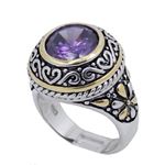 "Ladies .925 Italian Sterling Silver Purple Violet synthetic gemstone ring SAR48 6