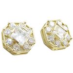 Mens 10k Yellow gold Octagon white cz stud earring ELMI25 1