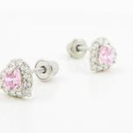 14K White gold Heart cz stud earrings for Children/Kids web252 3