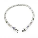 Ladies .925 Italian Sterling Silver multi color cz bracelet Length - 7.5 inches Width - 3mm 3