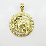 Mens 10k Yellow gold Round elephant charm EGP81 3