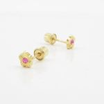 14K Yellow gold Flower cz stud earrings for Children/Kids web485 3