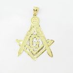 Mens 10k Yellow gold Halo free mason diamond cut charm EGP91 3