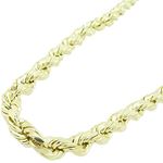 "Mens 10k Yellow Gold Hollow Rope Chain ELNC20 24"" long and 5mm wide 1"