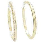 Womens 10k Yellow gold Slim white cz hoop earring ELMI5 1