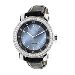 Luxurman Mens VS Diamond Bezel Watch 4.50ct Blue MOP Interchangable Leather Band 1