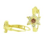 14K Yellow gold Flower cz hoop earrings for Children/Kids web262 1