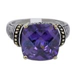 "Ladies .925 Italian Sterling Silver Purple Violet synthetic gemstone ring SAR43 6