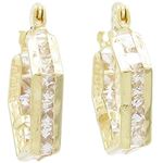 Womens 10k Yellow gold White cz fancy square hoop earring ELMI20 1