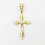 Mens 10k Yellow gold White gemstone jesus cross charm EGP99 3