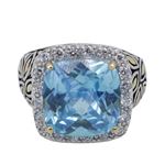 "Ladies .925 Italian Sterling Silver Baby blue synthetic gemstone ring SAR34 6