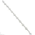 Women silver flower link bracelet SB7 7.25 inches long and 9mm wide 1