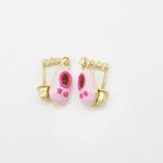 14K Yellow gold Baby shoe cz chandelier earrings for Children/Kids web374 3