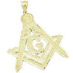 Mens 10k Yellow gold Halo free mason diamond cut charm EGP91 1