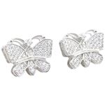 Womens .925 sterling silver White butterfly earring 3 MLCZ270 4mm thick and 15mm wide Size 1