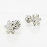 14K White gold Fancy flower cz stud earrings for Children/Kids web160 3
