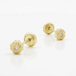 14K Yellow gold Flower cz stud earrings for Children/Kids web168 3