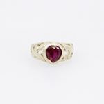 10k Yellow Gold Syntetic red gemstone ring ajjr73 Size: 2.25 3