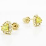 14K Yellow gold Heart cz stud earrings for Children/Kids web258 3