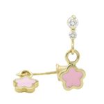 14K Yellow gold Flower cz chandelier earrings for Children/Kids web448 1