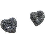 Womens .925 sterling silver Black heart earring 3mm thick and 9mm wide 1