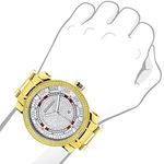 Luxurman Phantom Extra Large Yellow Gold Plated Mens Real Diamond Watch 0.12ct 3