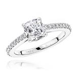 Ladies Classic 14K Cushion Natural Diamond Engagem