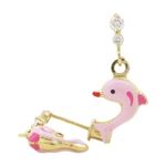 14K Yellow gold Dolphin cz chandelier earrings for Children/Kids web493 1