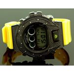 Ice Plus Mens Diamond Shock Style Watch Black Case Yellow Band 1