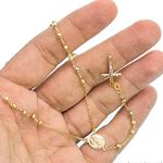 10K YELLOW Gold HOLLOW ROSARY Chain - 28 Inches Long 3MM Wide 3