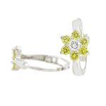 14K White gold Flower cz hoop earrings for Children/Kids web354 1