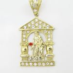 Mens 10k Yellow gold Red and white gemstone saint lazarus charm EGP51 3