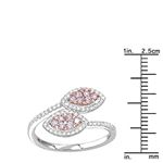 14K White Pink Diamond Leaf Ring For Women Flora-3