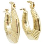 10k Yellow Gold earrings Fancy puff bamboo gold earrings AGBE81 1