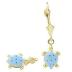 14K Yellow gold Tortoise chandelier earrings for Children/Kids web379 1