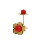 14K Yellow gold Thin flower pearl stud earrings for Children/Kids web171 1