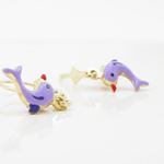 14K Yellow gold Dolphin chandelier earrings for Children/Kids web403 3