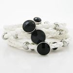 Womens white band black stone braided bracelet CBBR3 8 inches long and 83mm wide 3