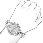 Ladies Diamond Watch Silver Tone 3ct Luxurman Diamond Watch Extra Leather Straps 3