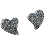 Womens .925 sterling silver Black heart earrings 3mm thick and 9mm wide Size 1