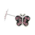 14K White gold Thin butterfly cz stud earrings for Children/Kids web414 1