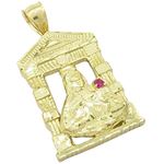 Mens 10k Yellow gold Red gemstone mary charm EGP52 1