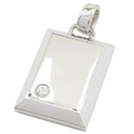 Silver military dog tag cz pendant SB14 29mm tall and 17mm wide 1