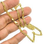 14K YELLOW Gold SOLID ITALY CUBAN Chain - 20 Inches Long 3.5MM Wide 3