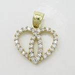 Womens 10k Yellow gold Dual heart join cz gold pendant GCHA45 3