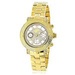 Ladies Luxurman Diamond Watch 0.30 ct Yellow Gold Plated Stainless Steel Band 1