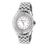 Ladies Real Diamond Watch 0.25ct By Luxurman White MOP Leather Band Japan Movt 1